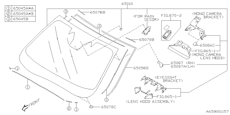 Diagram WINDSHIELD GLASS for your 2023 Subaru Crosstrek  EYESIGHT 