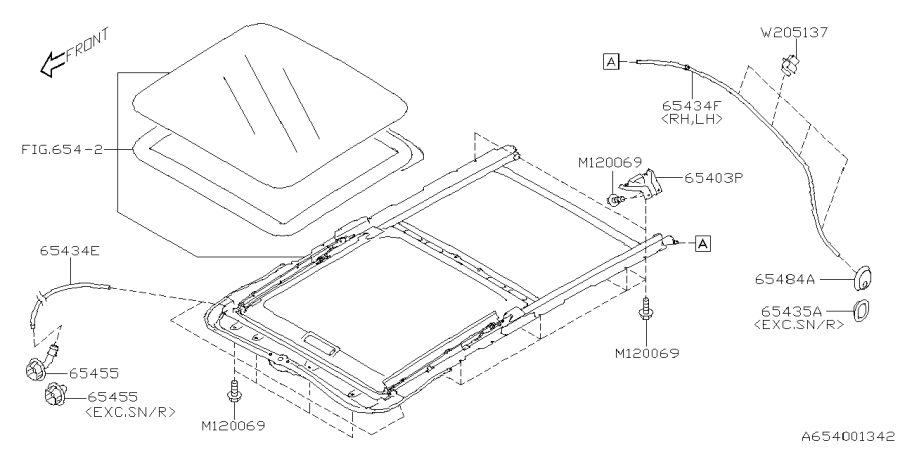 Diagram SUN ROOF for your Subaru Forester  