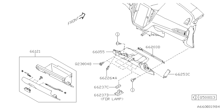 Subaru Forester Glove Box Bracket. Reinforcement Pocket. A - 66203FL110 ...