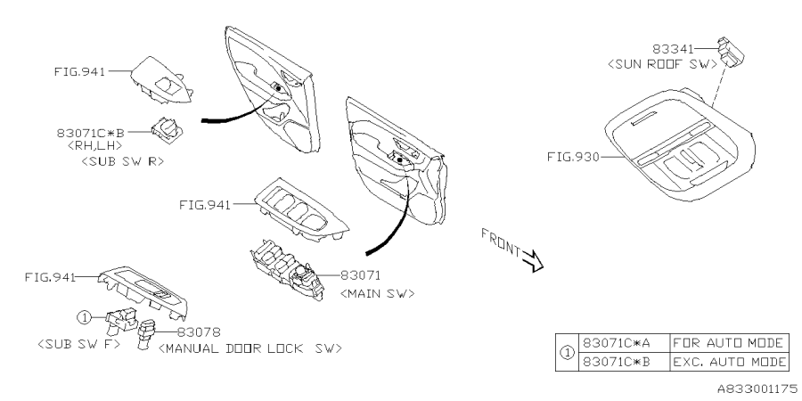Diagram SWITCH (POWER WINDOW) for your 2014 Subaru Legacy   