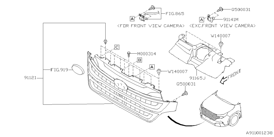 Diagram FRONT GRILLE for your 2003 Subaru STI   