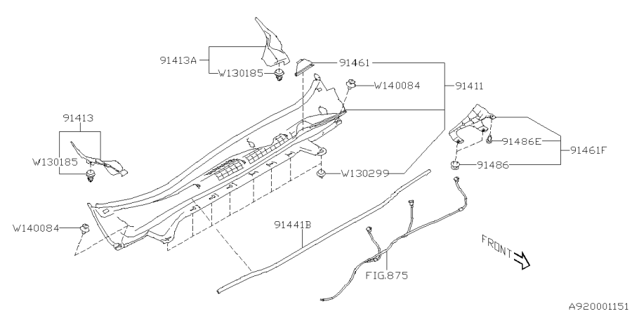 Diagram COWL PANEL for your 2012 Subaru Outback   