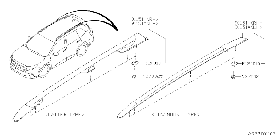 Diagram ROOF RAIL for your 2018 Subaru Impreza   