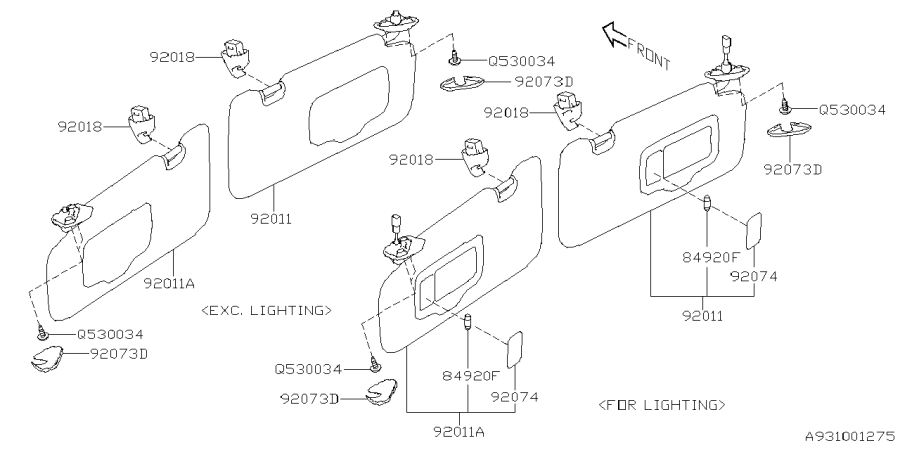 Diagram ROOM INNER PARTS for your 2009 Subaru Impreza  Sedan 