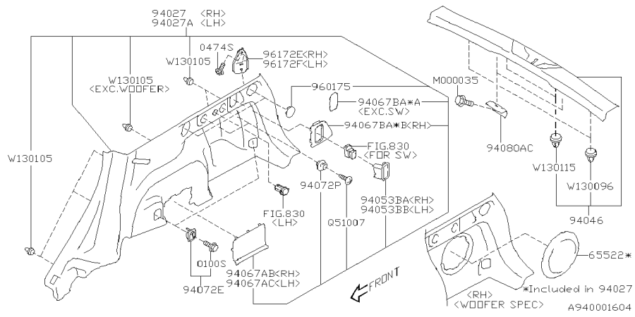 Diagram INNER TRIM for your 2018 Subaru Impreza  Sport Wagon 