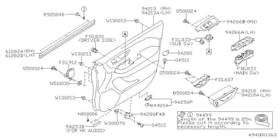 Diagram DOOR TRIM for your 2003 Subaru Legacy   