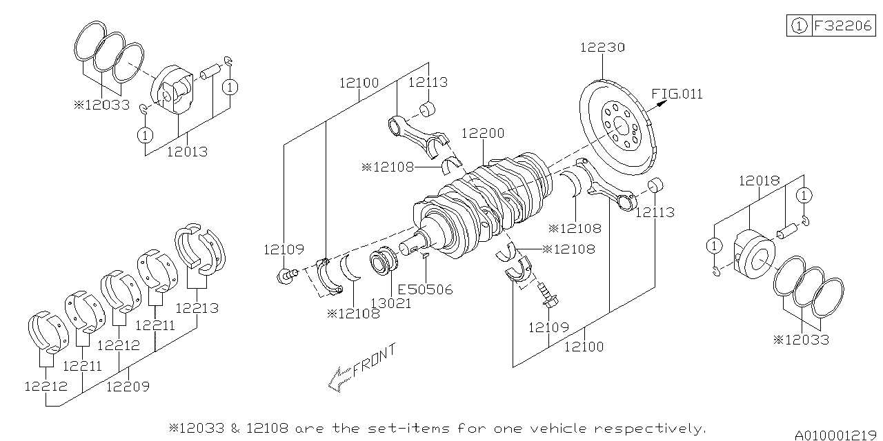 Diagram PISTON & CRANKSHAFT for your 2017 Subaru Legacy   