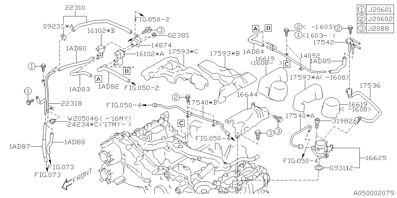 Diagram INTAKE MANIFOLD for your 2004 Subaru Impreza 2.5L 5MT RS Sedan 