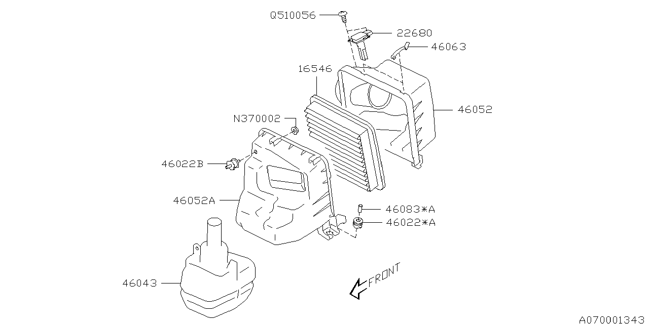 Diagram AIR CLEANER & ELEMENT for your 2013 Subaru BRZ   