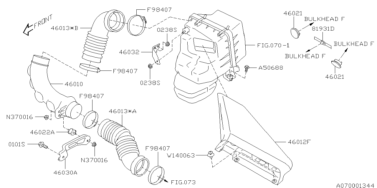 Diagram AIR CLEANER & ELEMENT for your 2014 Subaru Forester   