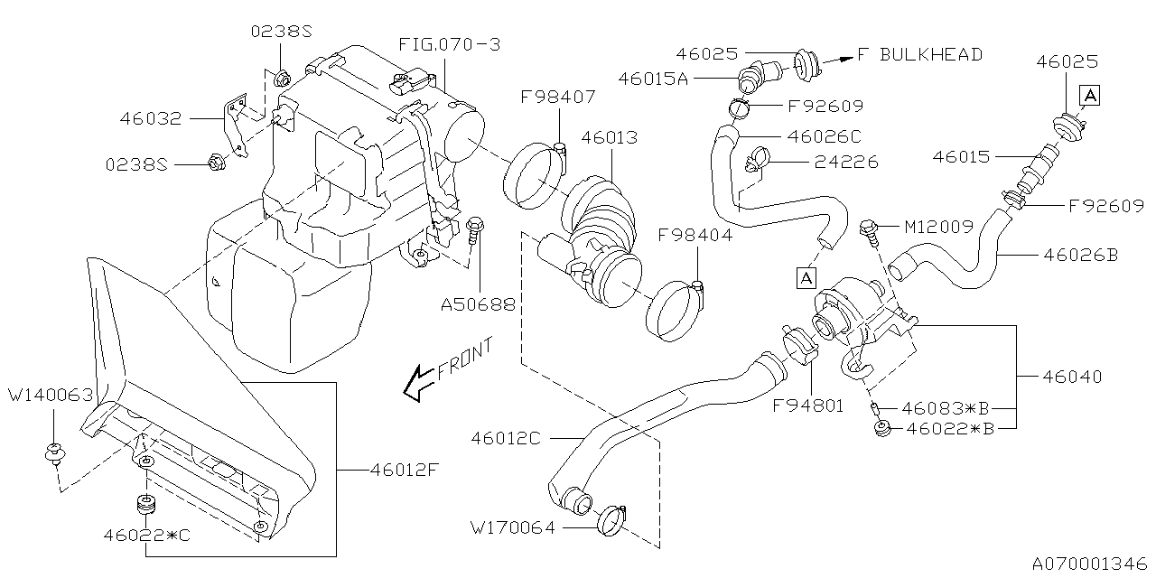 Diagram AIR CLEANER & ELEMENT for your 2013 Subaru Impreza  Premium Plus Sedan 