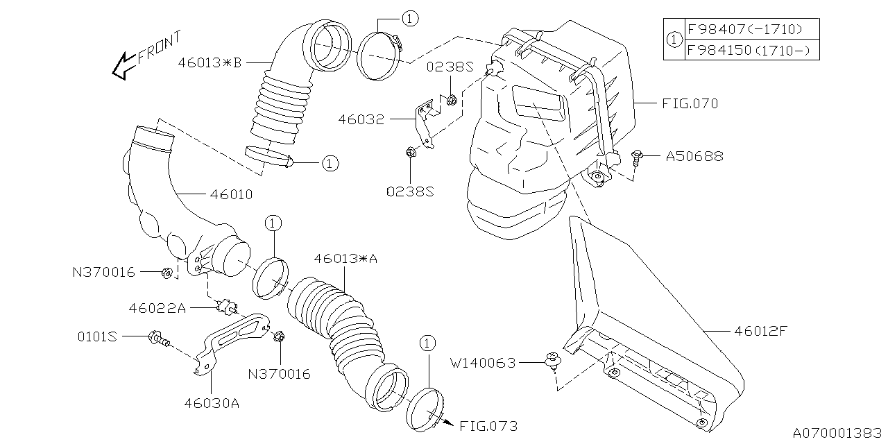 Diagram AIR CLEANER & ELEMENT for your Subaru WRX  