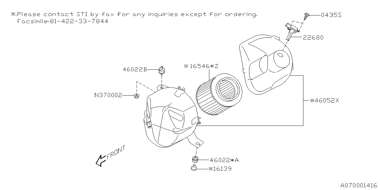 Diagram AIR CLEANER & ELEMENT for your 2018 Subaru Impreza   