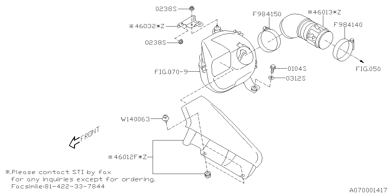 Diagram AIR CLEANER & ELEMENT for your 2019 Subaru WRX   