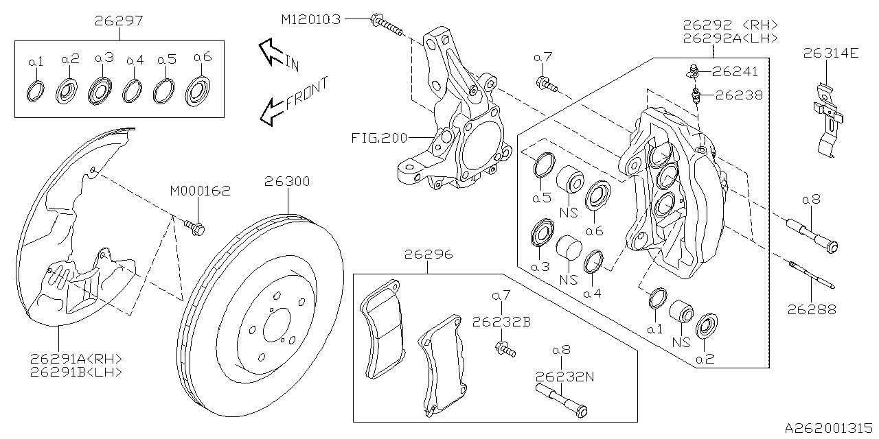 Diagram FRONT BRAKE for your 2021 Subaru STI  Premium 