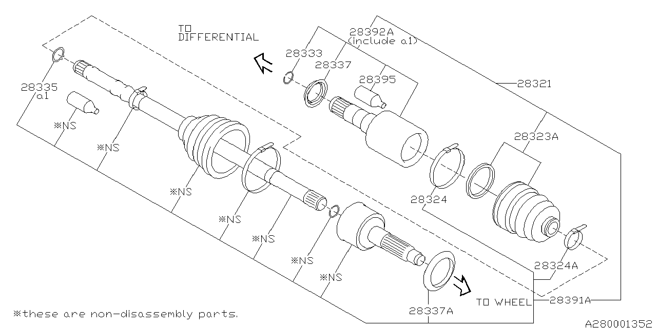 Diagram FRONT AXLE for your 2000 Subaru WRX   