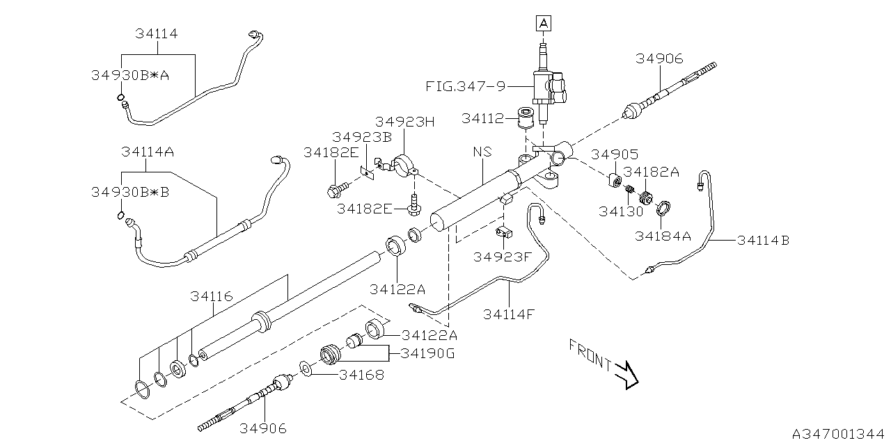 Diagram POWER STEERING GEAR BOX for your 2008 Subaru Outback   