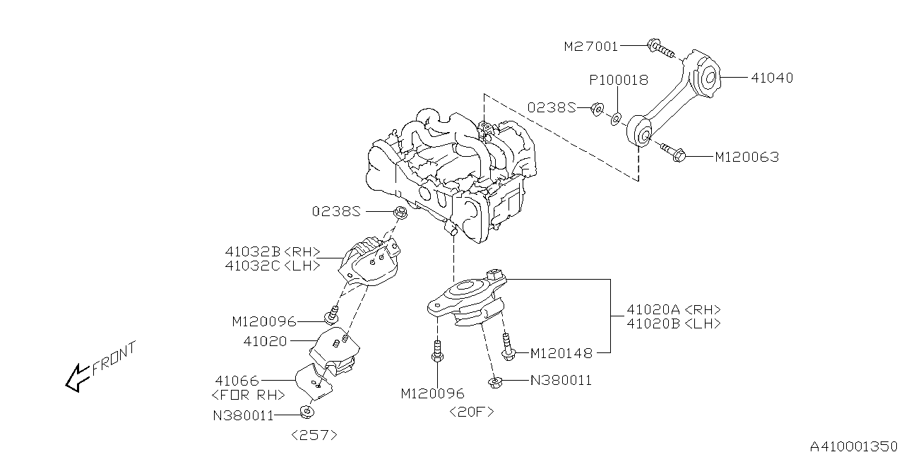 Diagram ENGINE MOUNTING for your 2009 Subaru Tribeca   