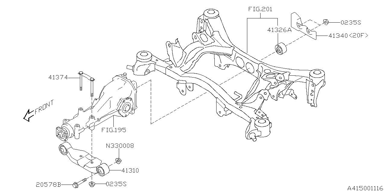 Diagram DIFFERENTIAL MOUNTING for your 2021 Subaru STI   