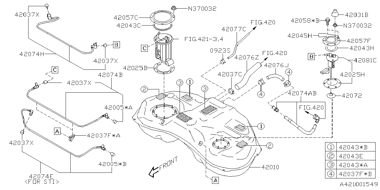 Diagram FUEL TANK for your 2011 Subaru Impreza   