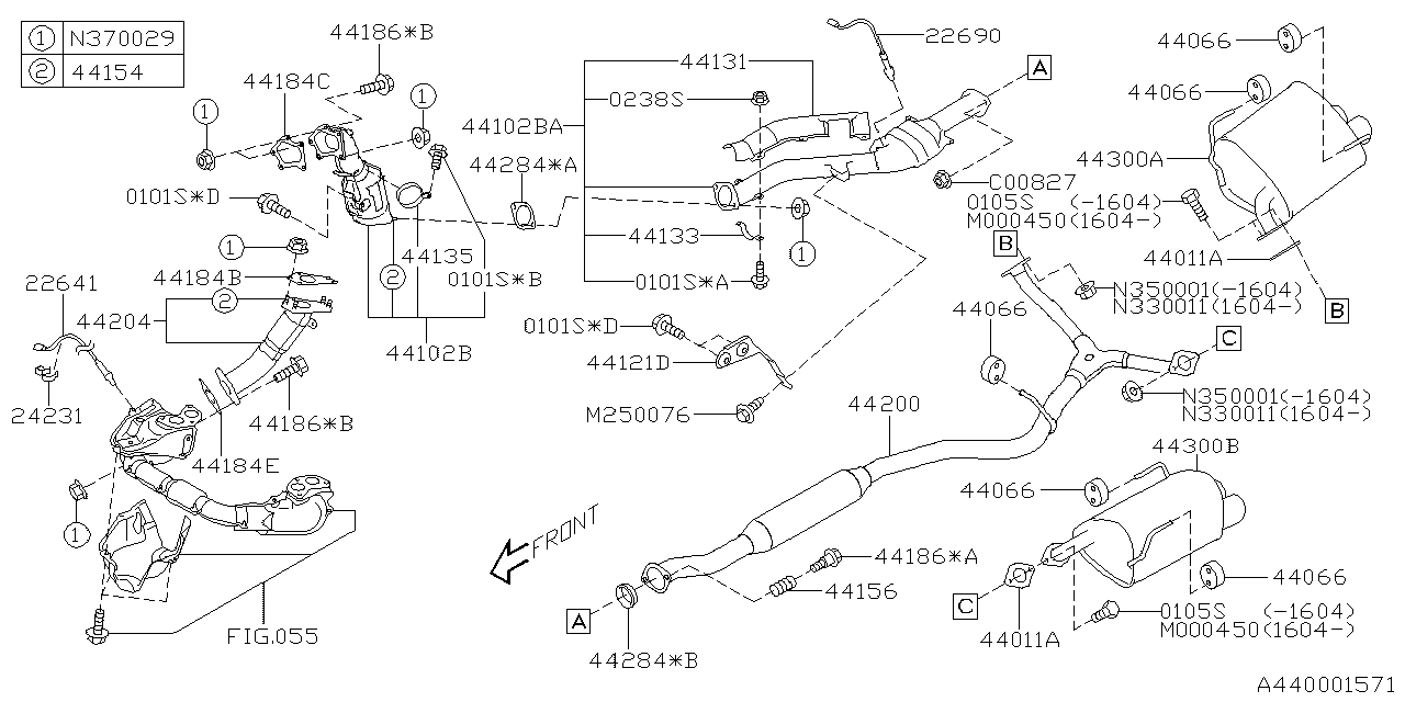 Diagram EXHAUST for your 2022 Subaru Legacy   