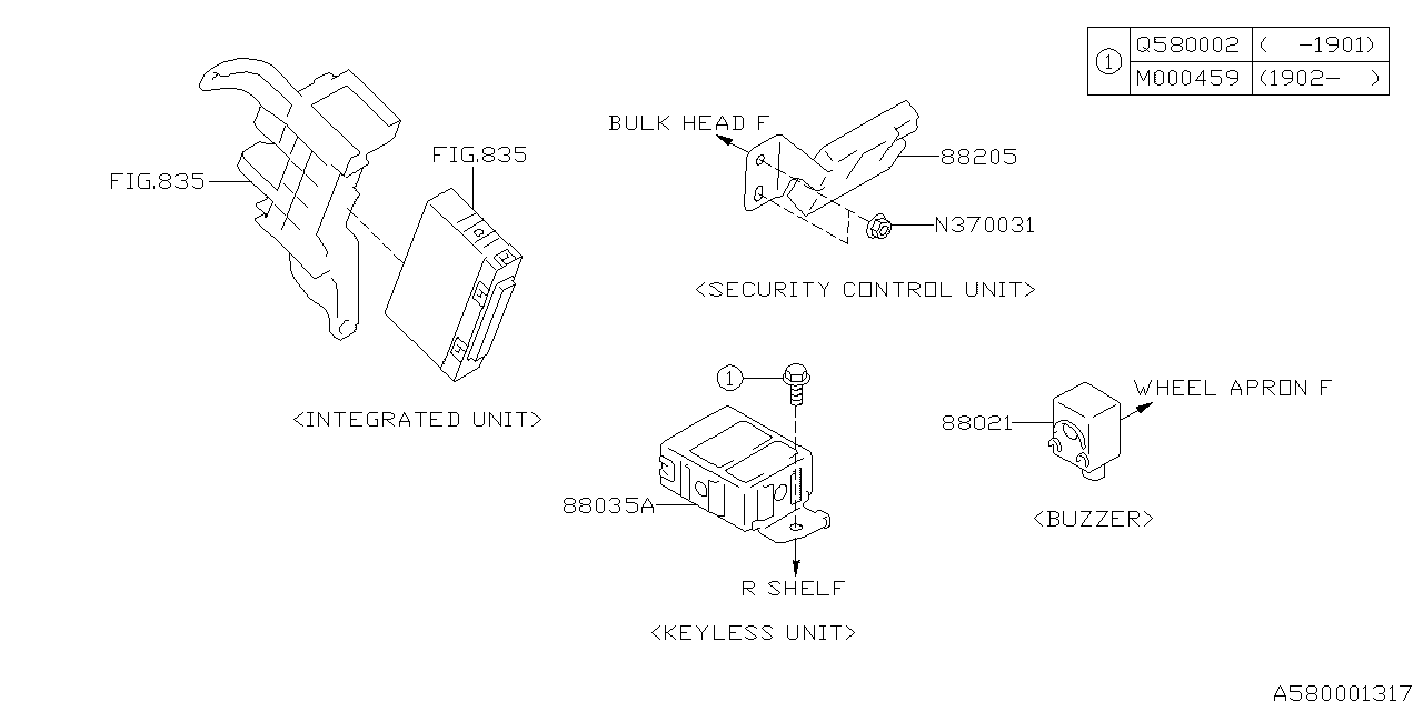 Diagram KEY KIT & KEY LOCK for your 2004 Subaru Forester 2.5L MT X LL Bean 