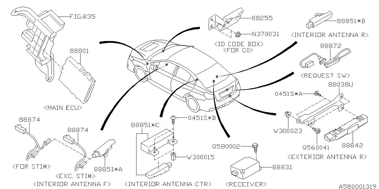 Diagram KEY KIT & KEY LOCK for your 2017 Subaru STI 2.5L TURBO 6MT STI Limited 