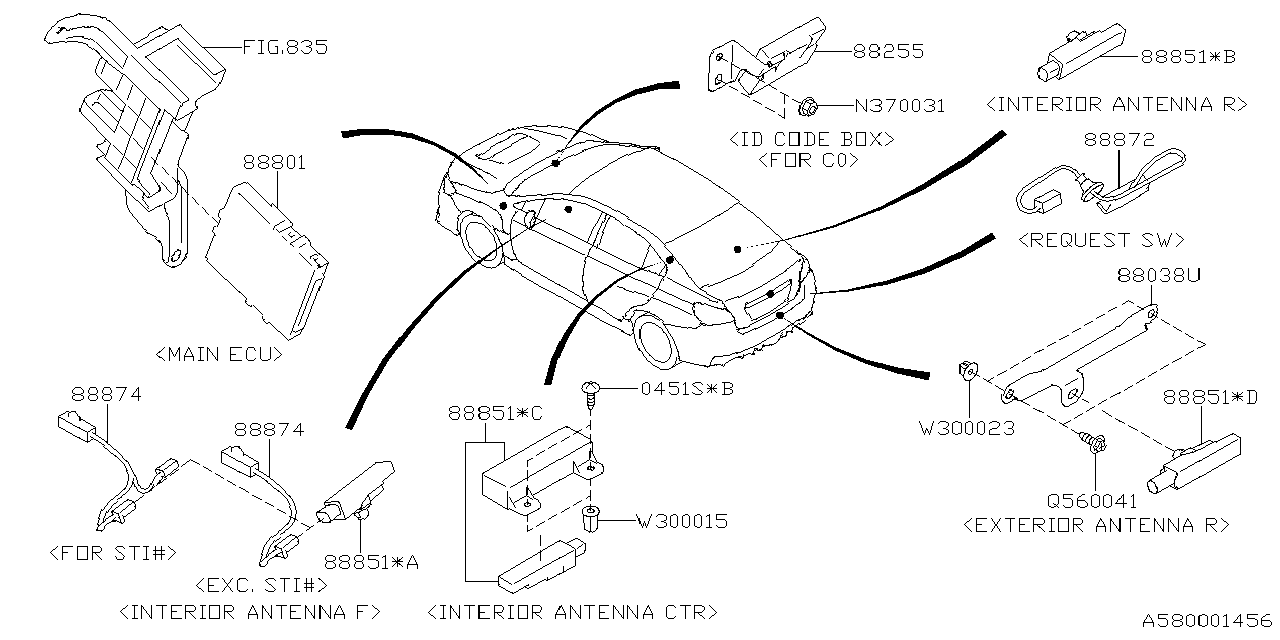 Diagram KEY KIT & KEY LOCK for your 2017 Subaru STI 2.5L TURBO 6MT STI Limited 