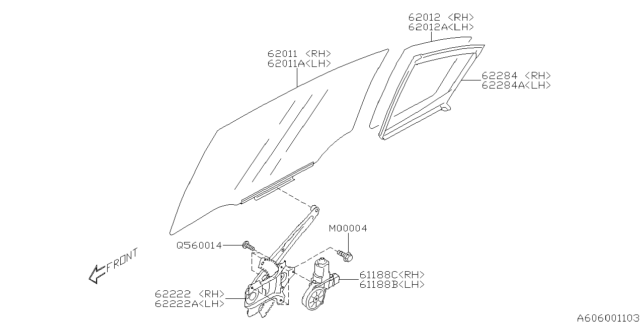 Diagram DOOR PARTS (GLASS & REGULATOR) for your 2011 Subaru Legacy   