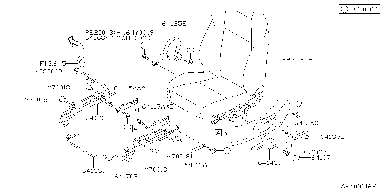 Diagram FRONT SEAT for your 2017 Subaru Forester  XT Touring w/EyeSight 