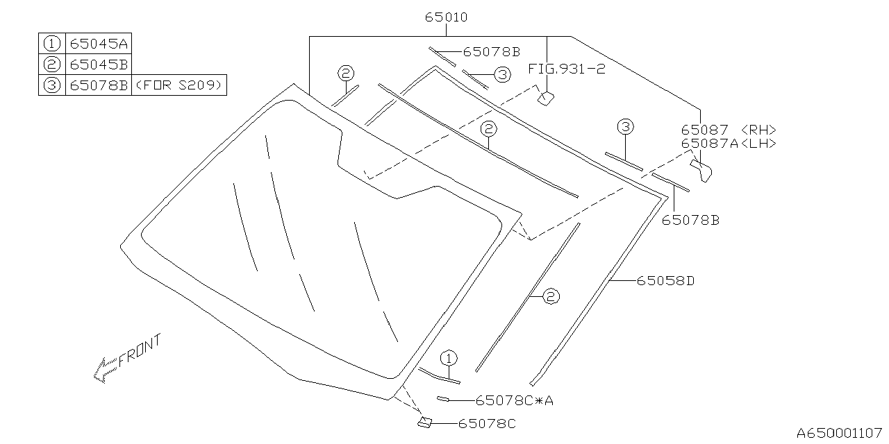 Diagram WINDSHIELD GLASS for your 2017 Subaru WRX Limited  