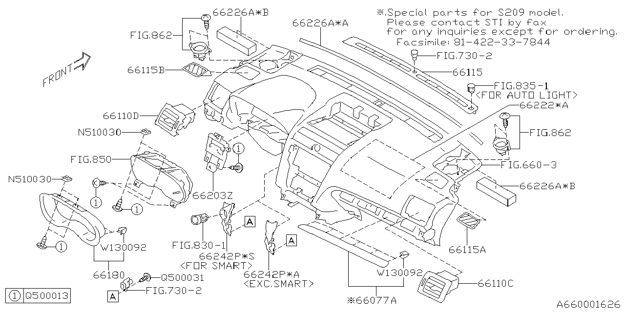 Diagram INSTRUMENT PANEL for your 2022 Subaru WRX PREMIUM w/EyeSight  