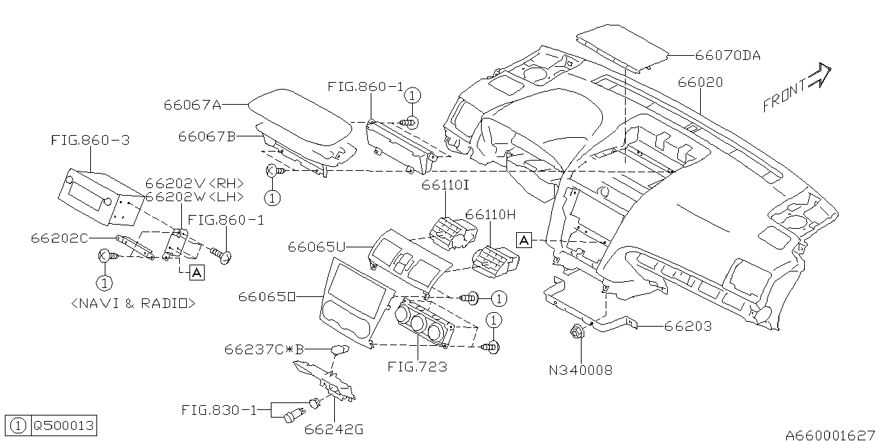 Diagram INSTRUMENT PANEL for your 2013 Subaru Legacy   