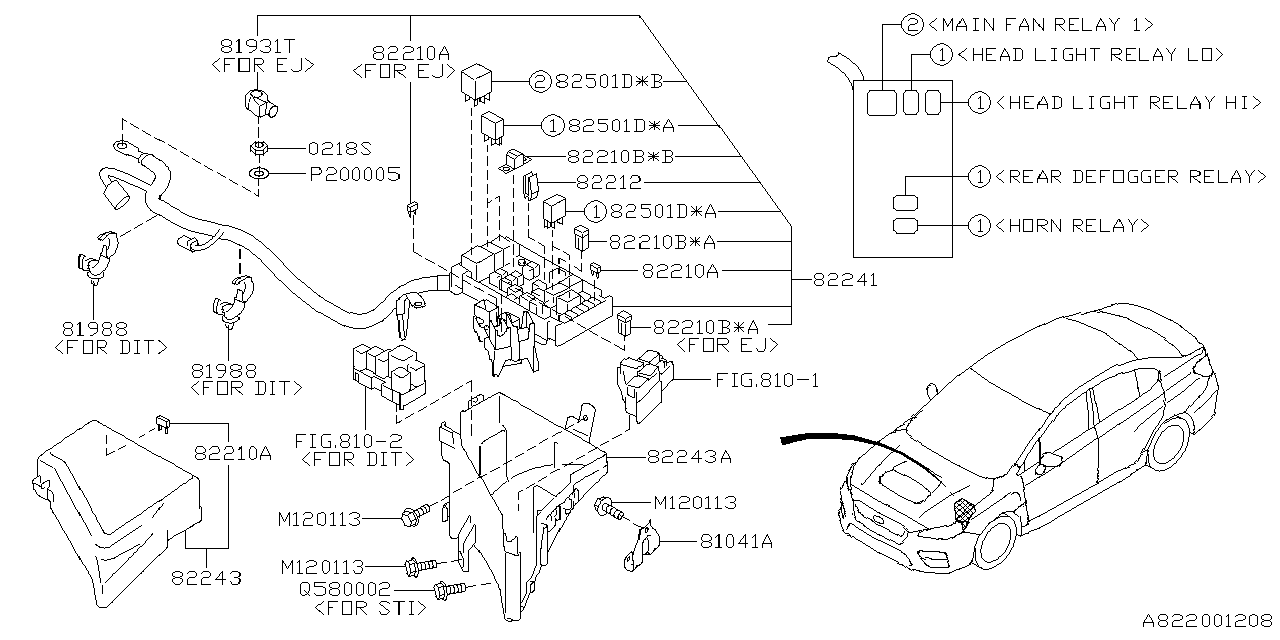 Diagram FUSE BOX for your 2019 Subaru WRX Limited 2.0L 6MT 