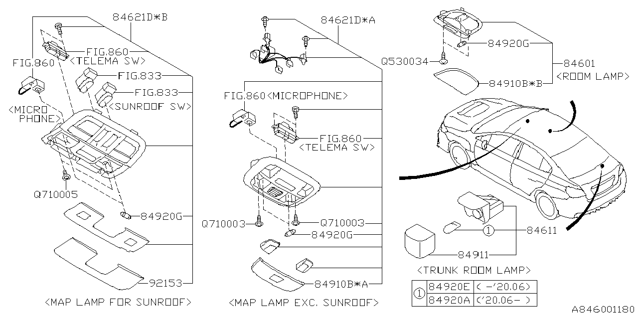 Diagram LAMP (ROOM) for your 2023 Subaru WRX PREMIUM A  