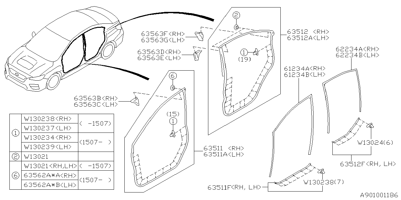 Diagram WEATHER STRIP for your 2020 Subaru WRX  PREMIUM WITH LIP ES 