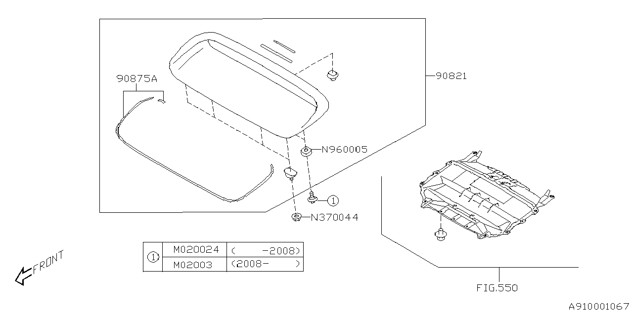 Diagram GRILLE & DUCT for your Subaru