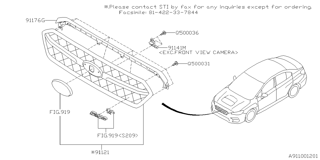 Diagram FRONT GRILLE for your 2017 Subaru Legacy  R Limited Sedan 