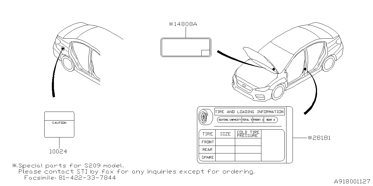 Diagram LABEL (CAUTION) for your 2006 Subaru Tribeca   