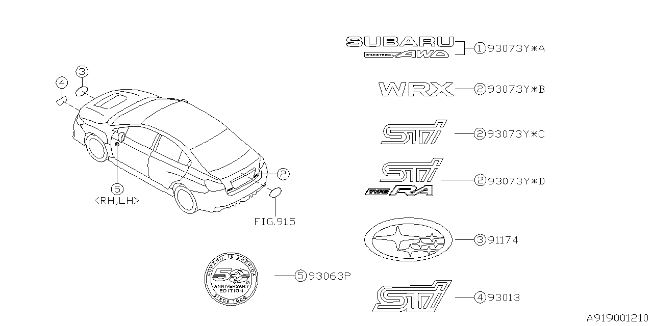 Diagram LETTER MARK for your 2002 Subaru Impreza  EYESIGHT SEDAN 