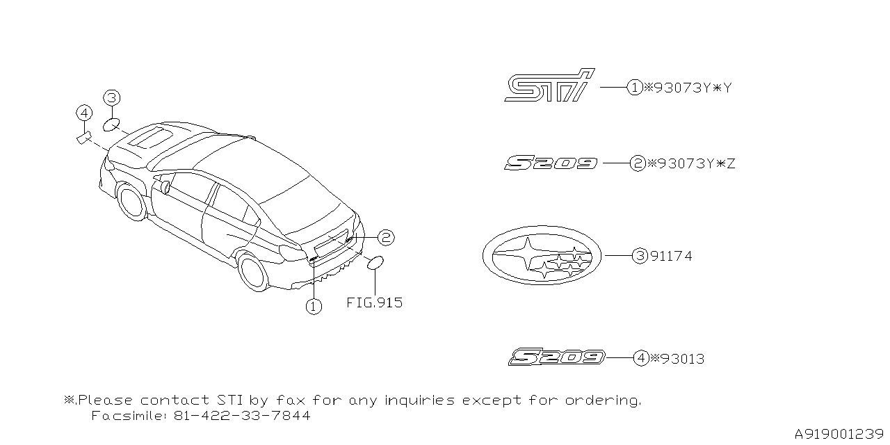 Diagram LETTER MARK for your 2002 Subaru Impreza  EYESIGHT SEDAN 