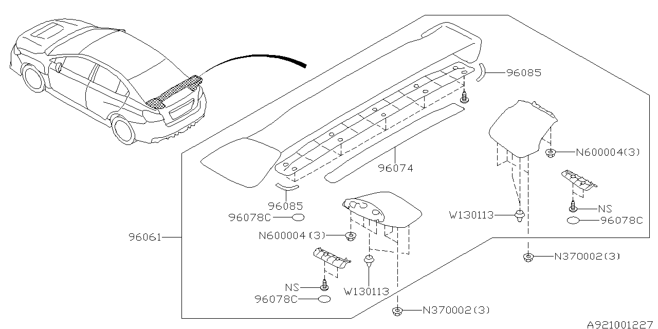 Diagram SPOILER for your 2021 Subaru STI  Premium 