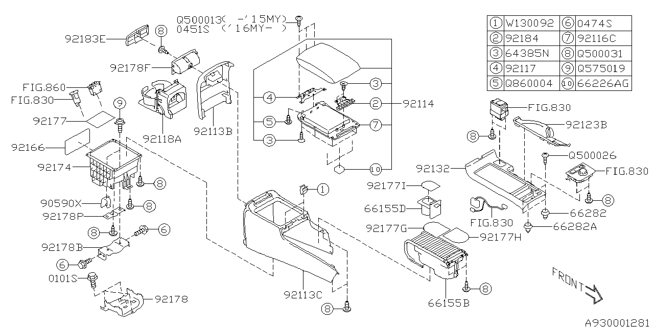 Diagram CONSOLE BOX for your 2019 Subaru Impreza 2.0L 5MT Sport Wagon 