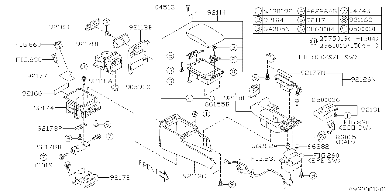 Diagram CONSOLE BOX for your 2023 Subaru Ascent   