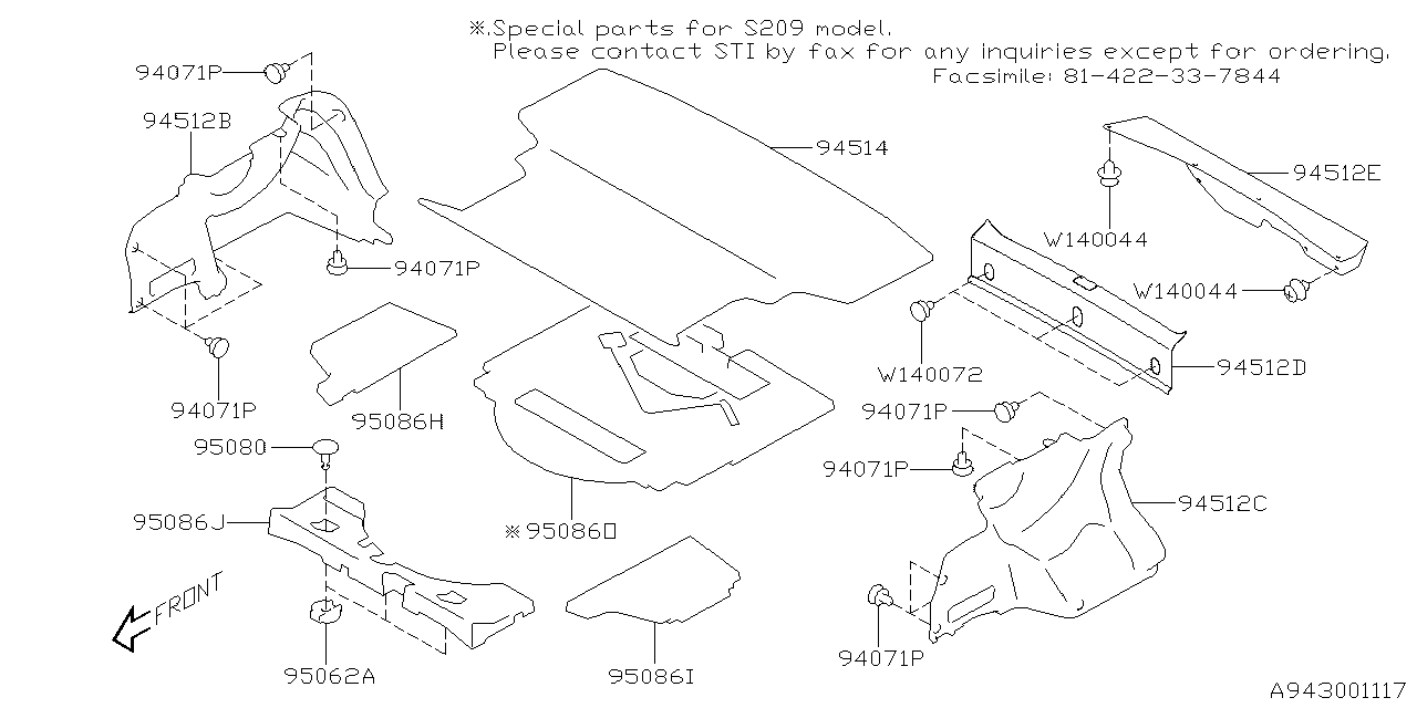Diagram TRUNK ROOM TRIM for your 2002 Subaru WRX  WAGON 