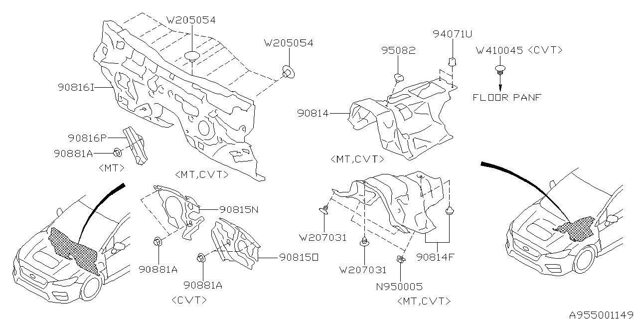 Diagram FLOOR INSULATOR for your 2021 Subaru WRX  Base 