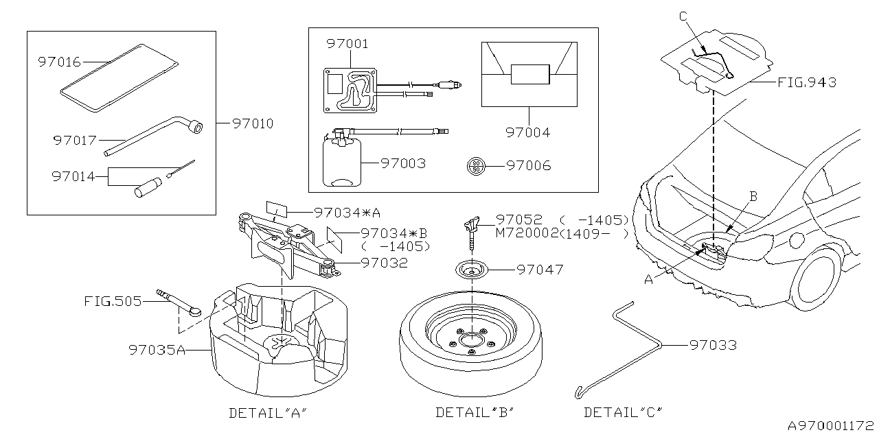 Diagram TOOL KIT & JACK for your Subaru