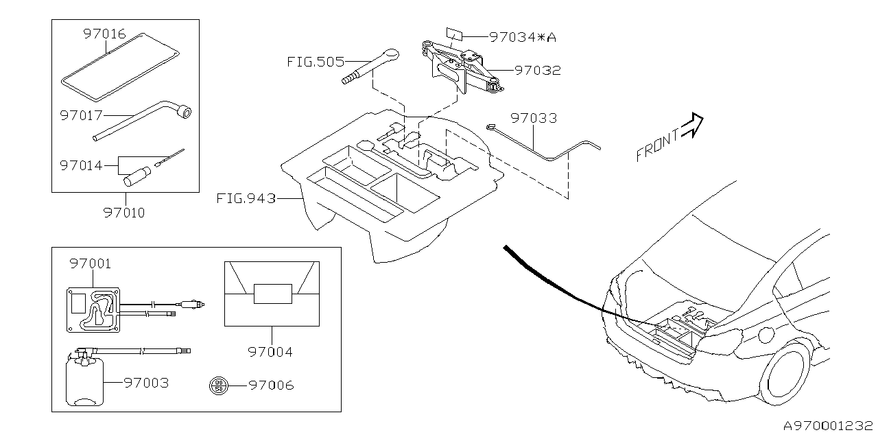 Diagram TOOL KIT & JACK for your 2011 Subaru Legacy   