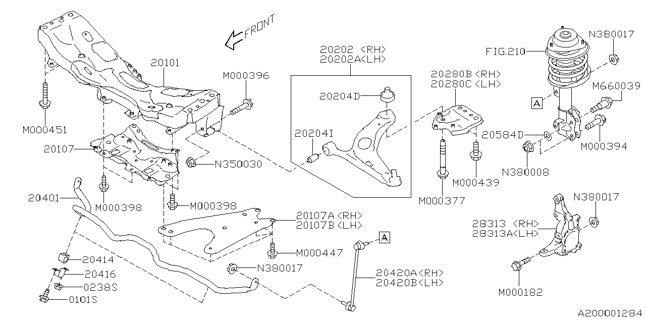 Diagram FRONT SUSPENSION for your 2016 Subaru Forester  XT Touring w/EyeSight 