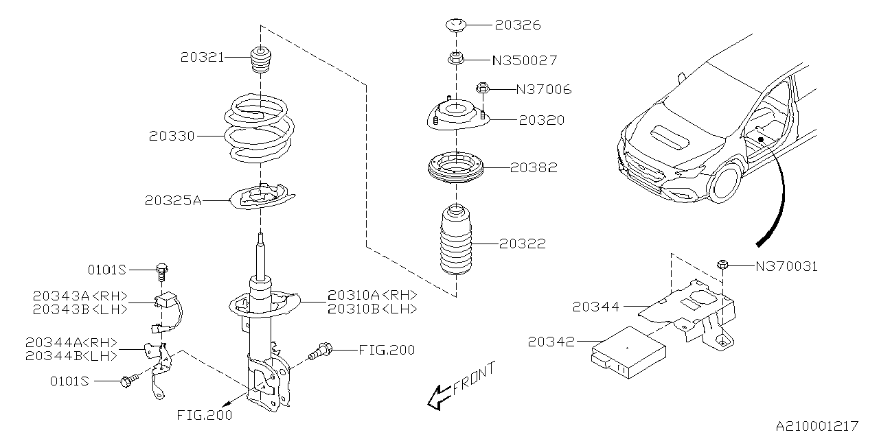 Diagram FRONT SHOCK ABSORBER for your 2023 Subaru WRX   